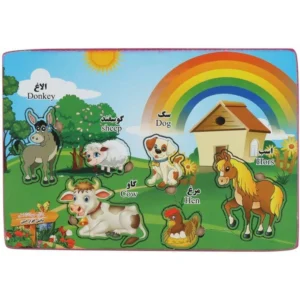 پازل چوبی یک تکه حیوانات اهلی