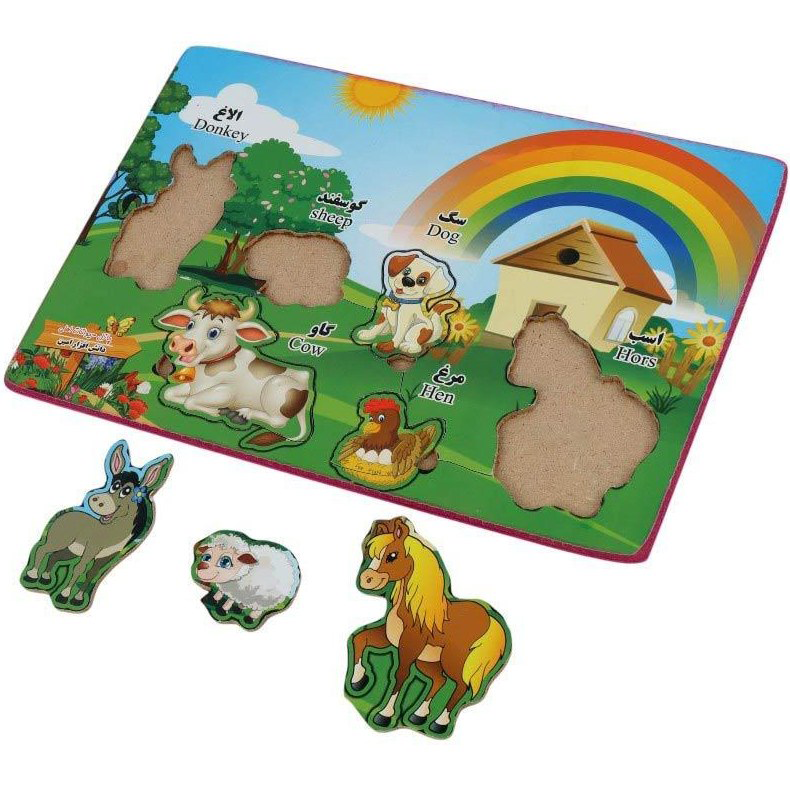 پازل چوبی یک تکه حیوانات اهلی